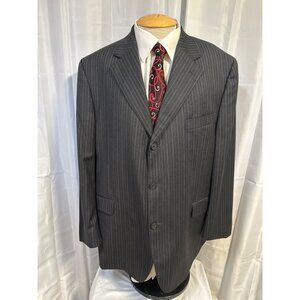 Jack Victor Blazer Mens 44R 2-Button Gray Pinstripe Lora Pina Super 120s
